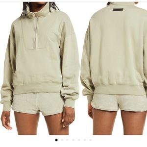 FEAR OF GOD ESSENTIALS half zip cotton blend pullover - seafoam